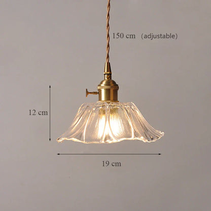 DecorBites™ Japanese Sunflower Glass Pendant Lights Modern Brass Hanglamp Fixture