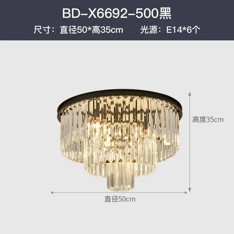 DecorBites™ Crystal Gold Black LED Chandelier - Multi-Storey Modern Round Pendant Lamp