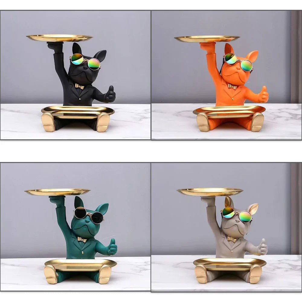 تمثال صينية على شكل بلدغ فرنسي من DecorBites™: ديكور تخزين أنيق للبلدغ للمنزل والمكتب العصري.