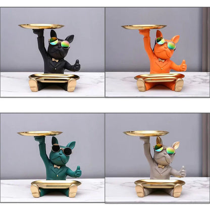 تمثال صينية على شكل بلدغ فرنسي من DecorBites™: ديكور تخزين أنيق للبلدغ للمنزل والمكتب العصري.