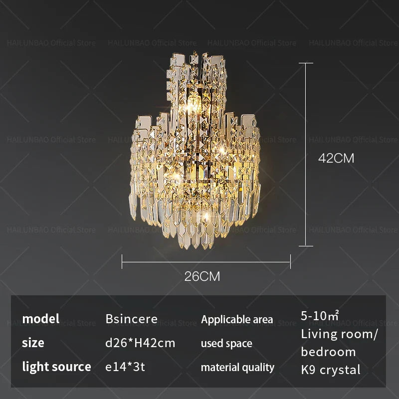 DecorBites™ Crystal Wall Lamp: Elegant Living Room Bedroom Design Lighting
