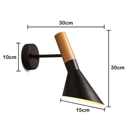 ديكوربايتس™ مصباح حائط خشبي أسود حديث E27 LED لغرفة المعيشة