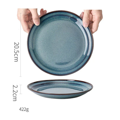 طبق عشاء من السيراميك الأزرق الجميل من DecorBites™