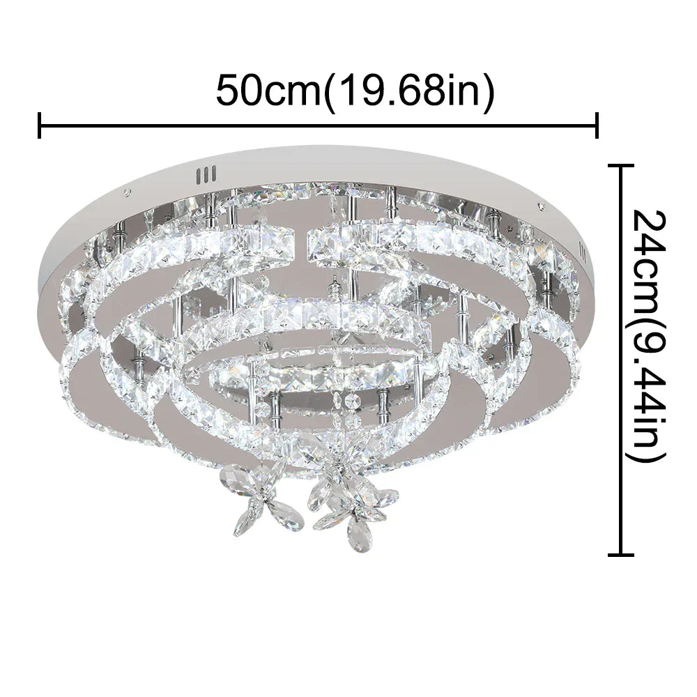 DecorBites™ Crystal Chandelier: Modern Dimmable LED Pendant Light for Living & Dining Rooms
