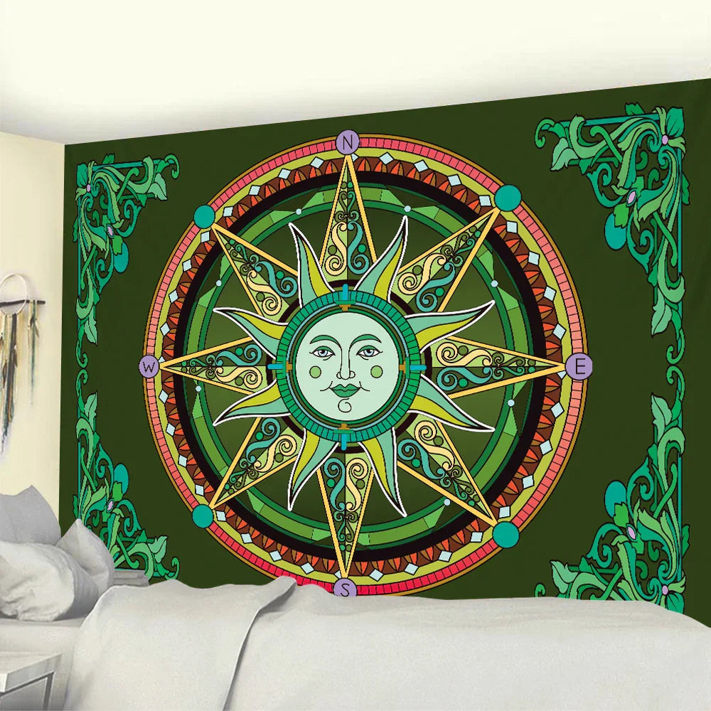 Decobites Mystic Symbol Mandala Tapestry for Bohemian Tarot Room Wall Decor