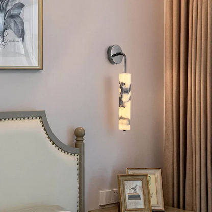 DecorBites™ Carbon Steel LED Wall Lamp with Pull Chain Switch & Marble Stone Fixtures