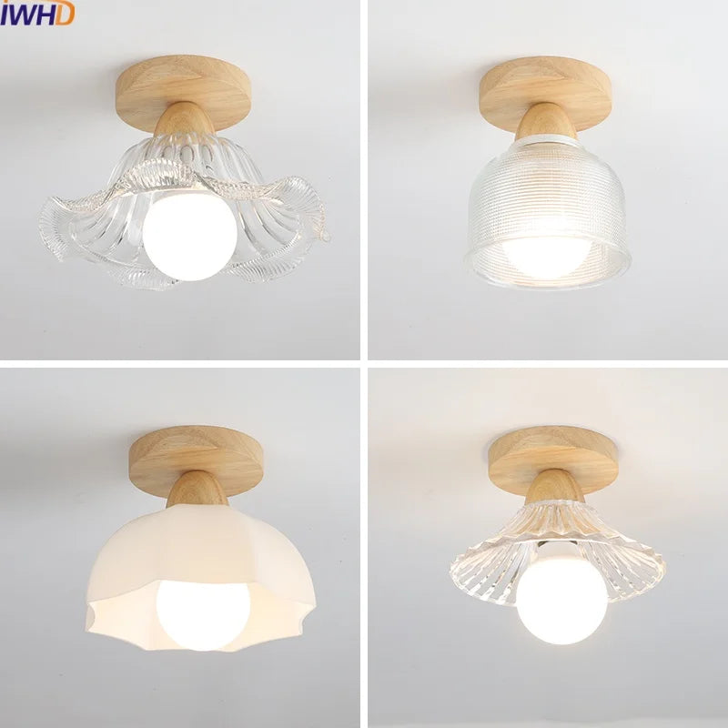 DecorBites™ LED Ceiling Lamp Modern Style Wood Glass Luminaria