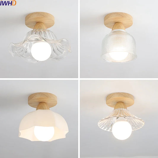 DecorBites™ LED Ceiling Lamp Modern Style Wood Glass Luminaria