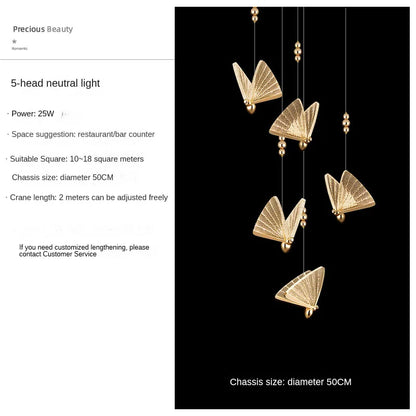 DecorBites™ Butterfly Pendant Lamps: Modern Luxury Lighting Fixtures for Staircase, Bedroom, and Aisle
