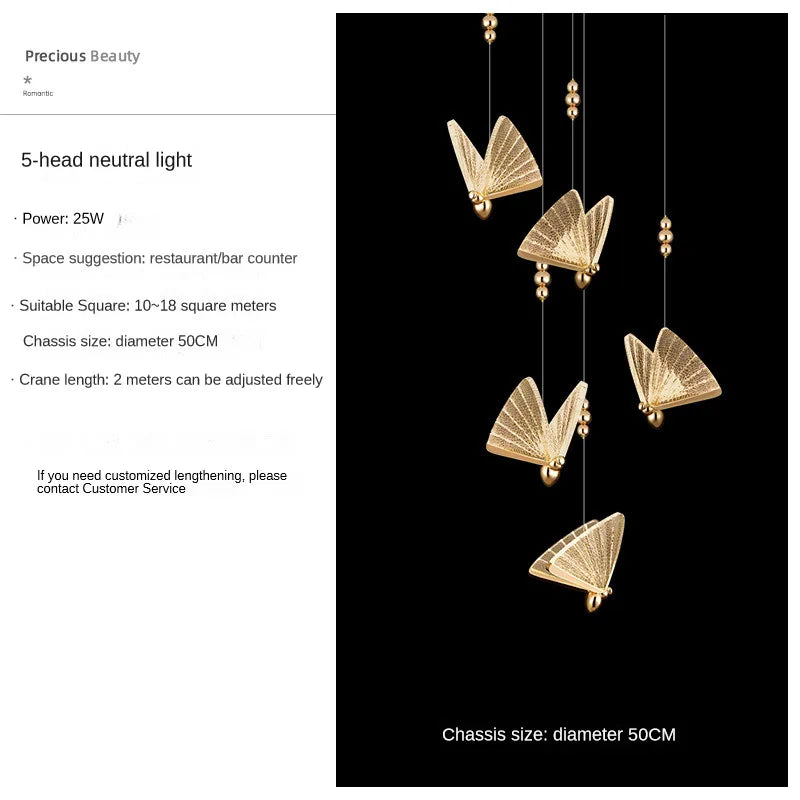 DecorBites™ Butterfly Pendant Lamps: Modern Luxury Staircase Bedroom Decor Fixtures
