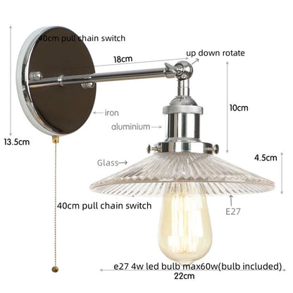 DecorBites™ Industrial Loft LED Wall Lights for Bedroom, Plug In Stairs Lamp