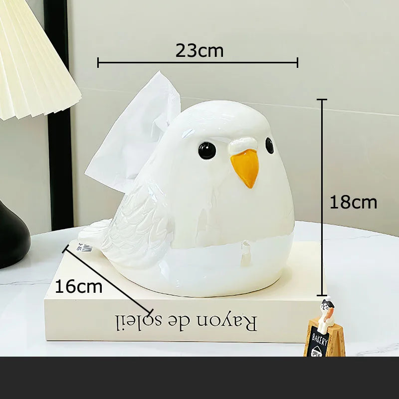 DecorBites™ Cartoon Parrot Ceramic Tissue Box: Creative Desk Decoration & Paper Towel Case