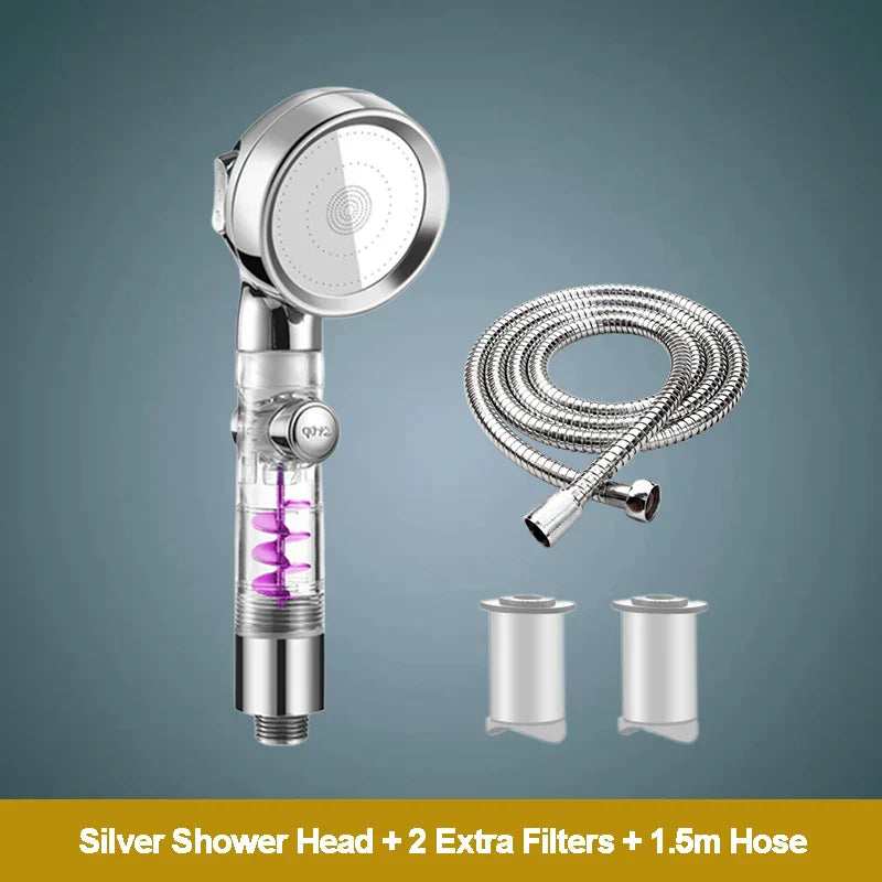 Cabezal de ducha de alta presión 3 en 1 DecorBites™ con llave de cierre y rociador de mano con filtro
