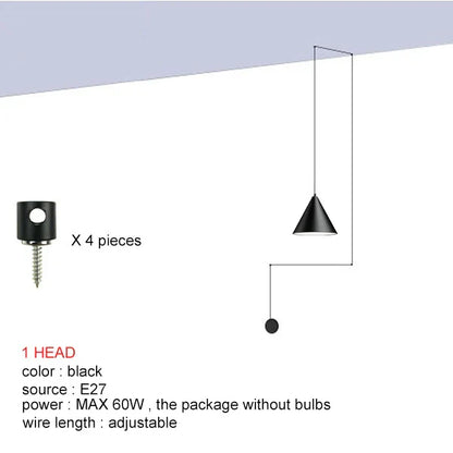 Lámpara colgante LED negra DecorBites™ para decoración moderna de dormitorios y comedores
