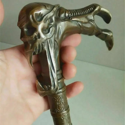 DecorBites™ Gothic Bronze Evil Person Statue Cane Walking Stick Head