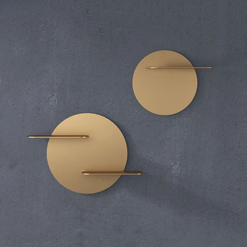 Estante de pared redondo de metal dorado DecorBites™ con ganchos