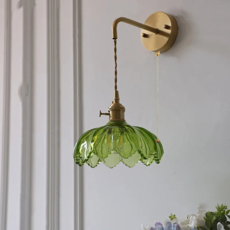 Green Glass LED Wall Light Knob Switch Design