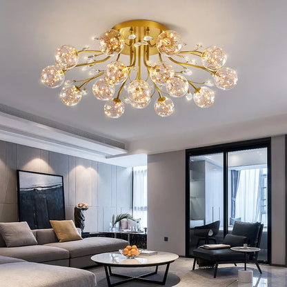 DecorBites™ Dendritic Crystal Ceiling Lamp: Nordic Luxury Glass Flower Chandelier for Bright Decor