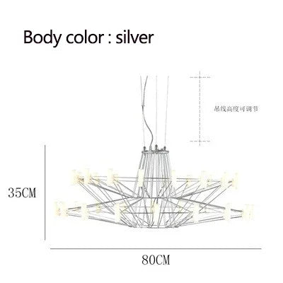 Lámpara de araña redonda LED de lujo DecorBites™ con alambre de hierro para sala de estar y comedor