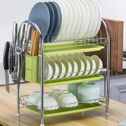 DecorBites™ 3-Tier Kitchen Drying Rack & Dish Organizer Shelf with Drain Board