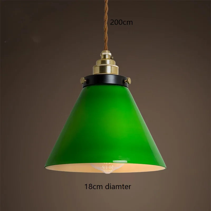 DecorBites™ Green Glass LED Pendant Lights: Vintage Japanese-America Style Hanging Lamp