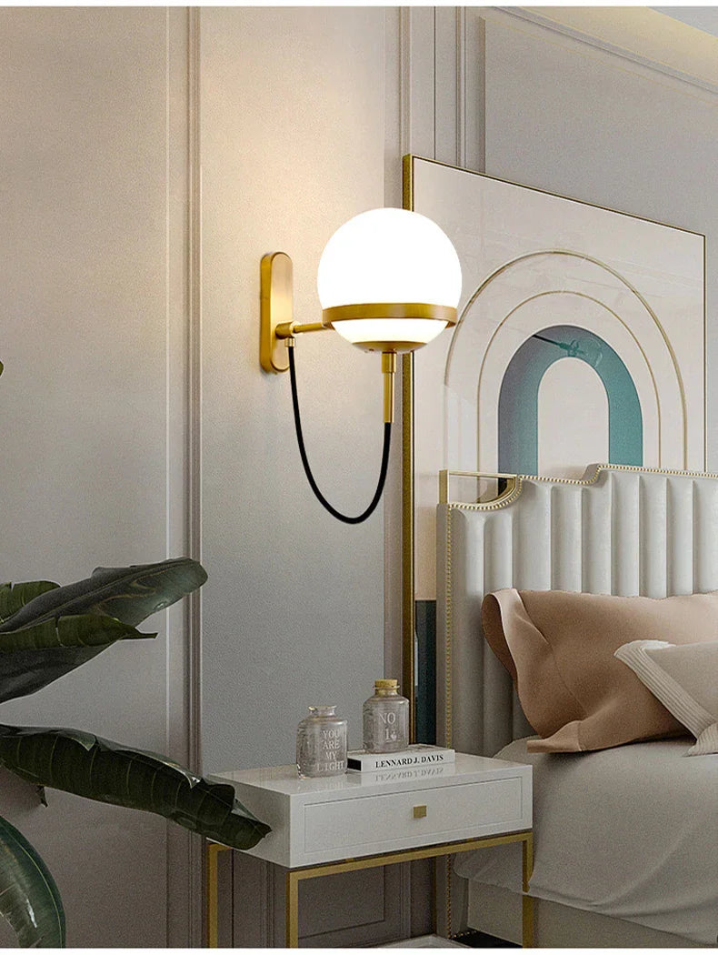 DecorBites™ Glass Shade Wall Sconce Lamps for Hotel Bedroom LED Lights