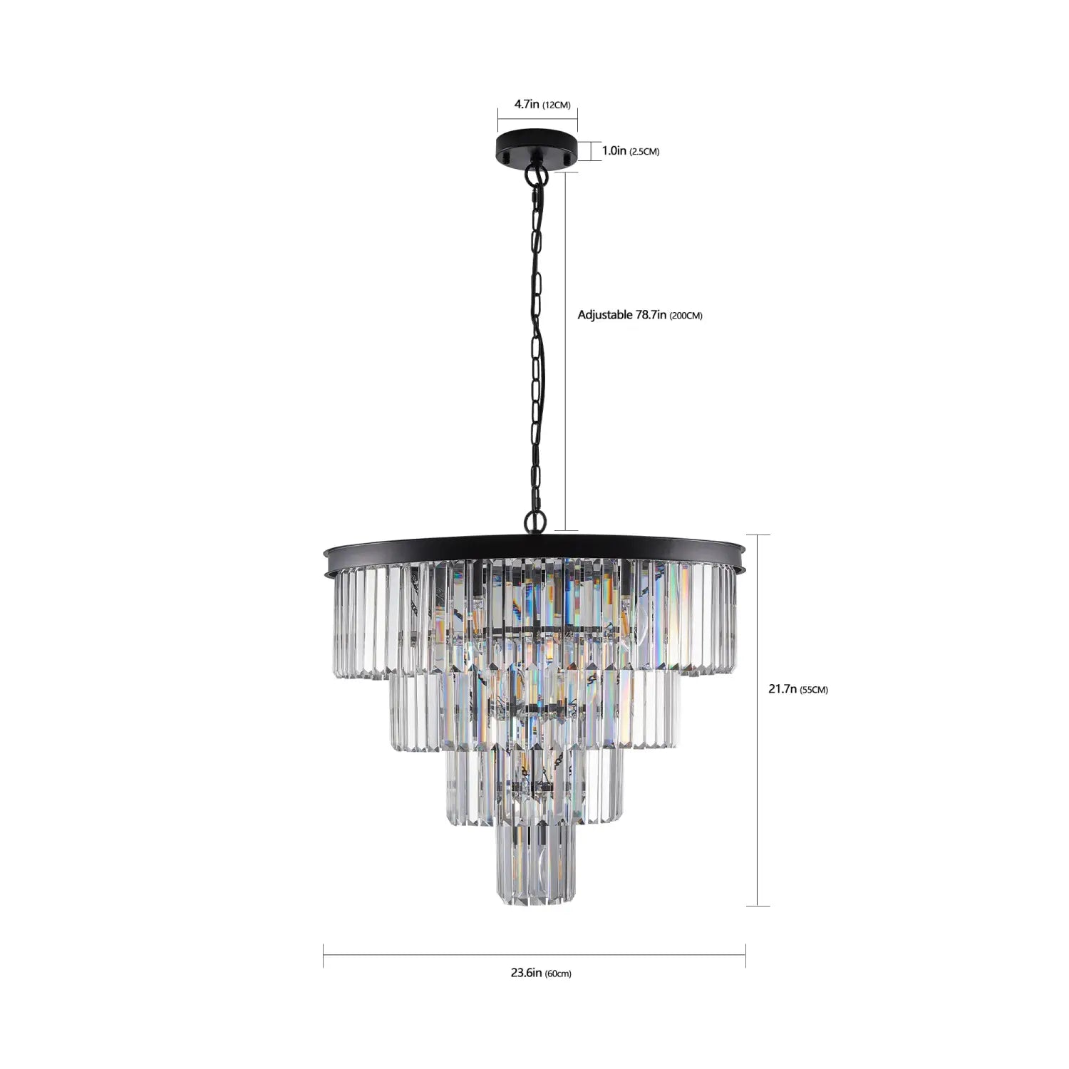 DecorBites™ Modern 4-Tier Black Crystal Chandelier