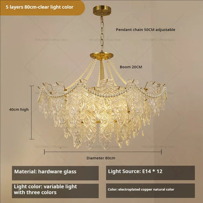 DecorBites™ Crystal Chandelier Light: French Modern Luxury for Living Room, Dining Room, Bedroom