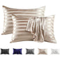 Decobites Luxury Satin Stripes Pillowcase | Soft Jacquard Pillow Cover for Queen & King Size