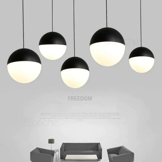 DecorBites™ Glass Ball Pendant Lights: Black 15/20cm LED Hanging Lamps for Kitchen Living Room