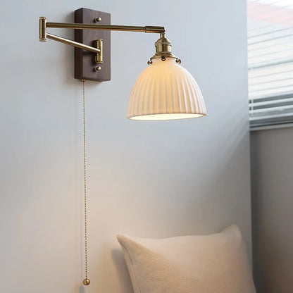 Aplique de pared LED DecorBites™ con brazo de cobre, interruptor, pantalla ajustable, cadena, lámpara de noche.