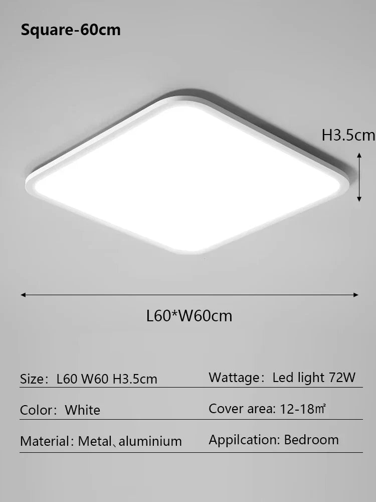 DecorBites™ LED Ceiling Light: Nordic Style Ultra Thin Square Lamp for Living Room and Bedroom
