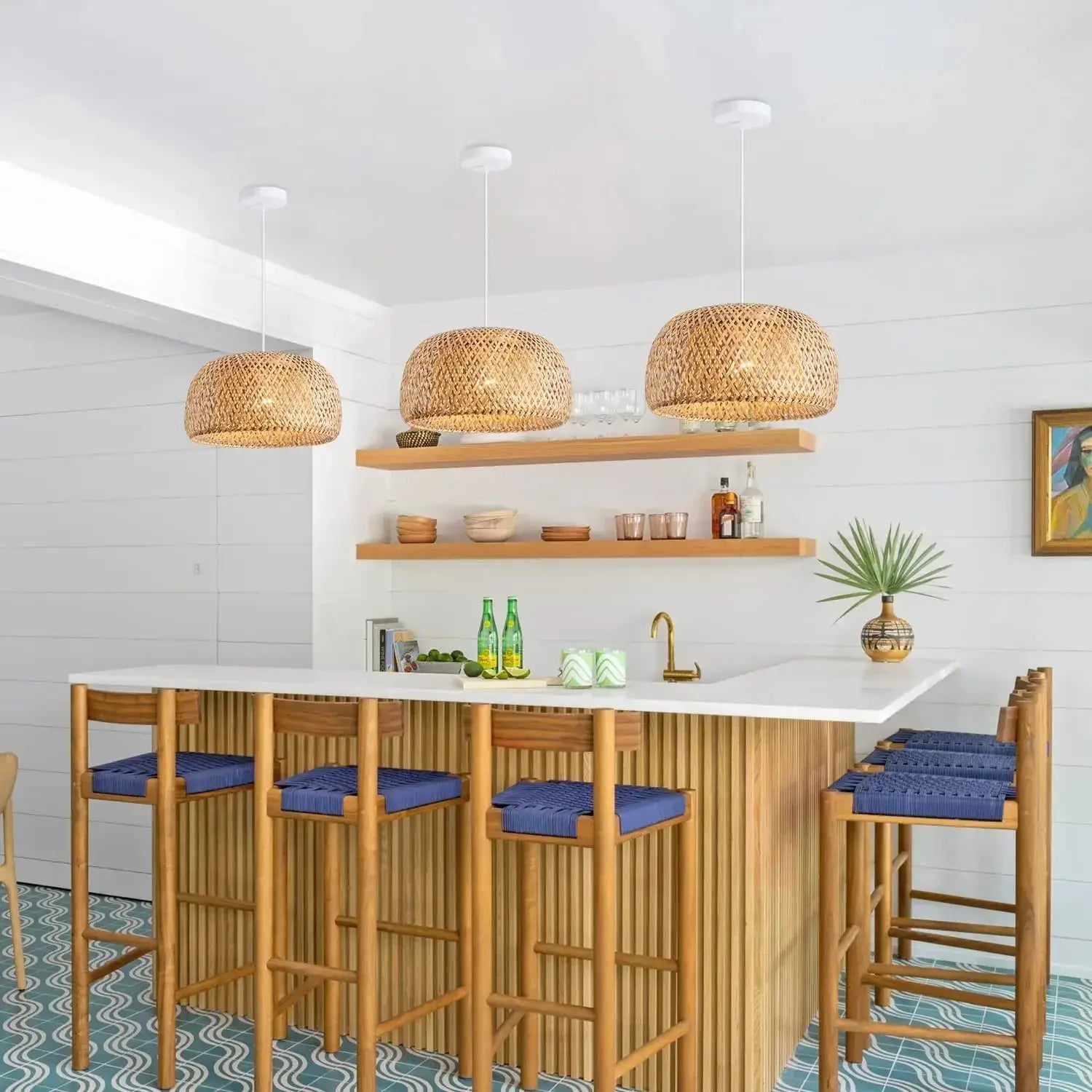 DecorBites™ Hand-Woven Bamboo Lantern Pendant Light
