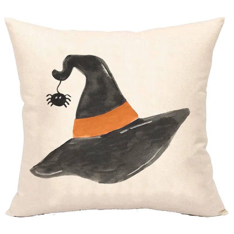 Funda de cojín de lino Decorbites™ de Halloween para la decoración del salón y el sofá - Truco o trato