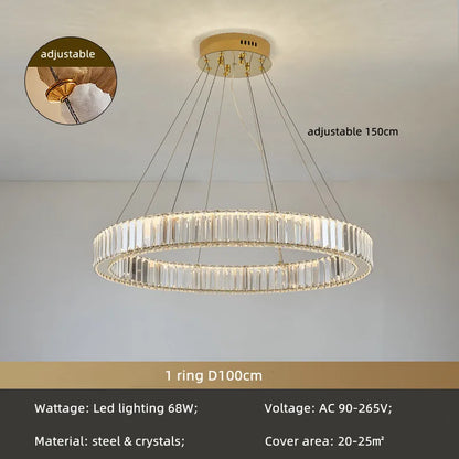 DecorBites™ Crystal Chandelier: LED Dimmable Pendant Light for Stairs, LED Luminaria Fixture