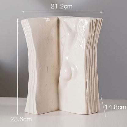 DecorBites™ Ceramic Man Face Book Stand Vase for Room Decor and Storage