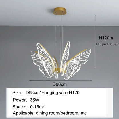 ثريا السقف LED على شكل فراشة من DecorBites™ - مصباح معلق فاخر لغرفة النوم وغرفة المعيشة وغرفة الطعام