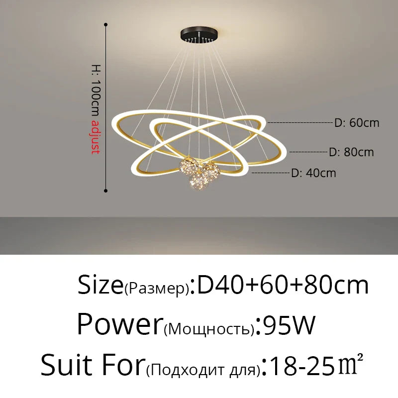 DecorBites™ Circle Ring Pendant Light Chandelier Modern Living Room Bedroom Lamps Ceiling Luminaire