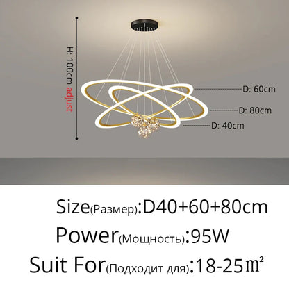 DecorBites™ Circle Ring Pendant Light Chandelier Modern Living Room Bedroom Lamps Ceiling Luminaire
