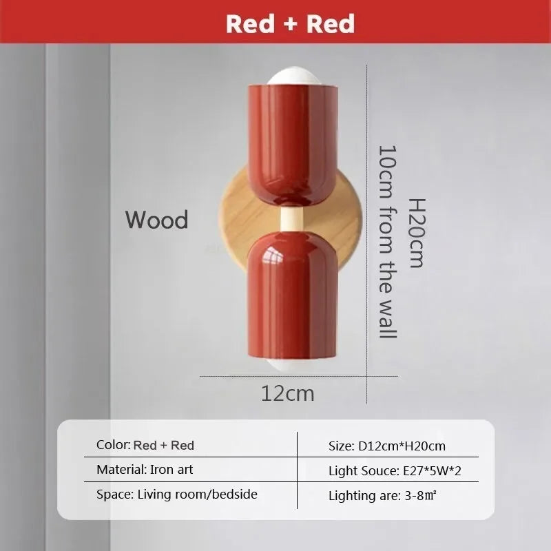 Lámpara de pared de madera con cremallera color crema DecorBites™: Diseño nórdico minimalista para iluminación de dormitorio y sala de estar
