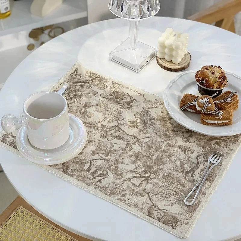 Juego de manteles individuales DecorBites™ de algodón y lino - Cojín para vajilla, ideal para la cocina y el comedor.