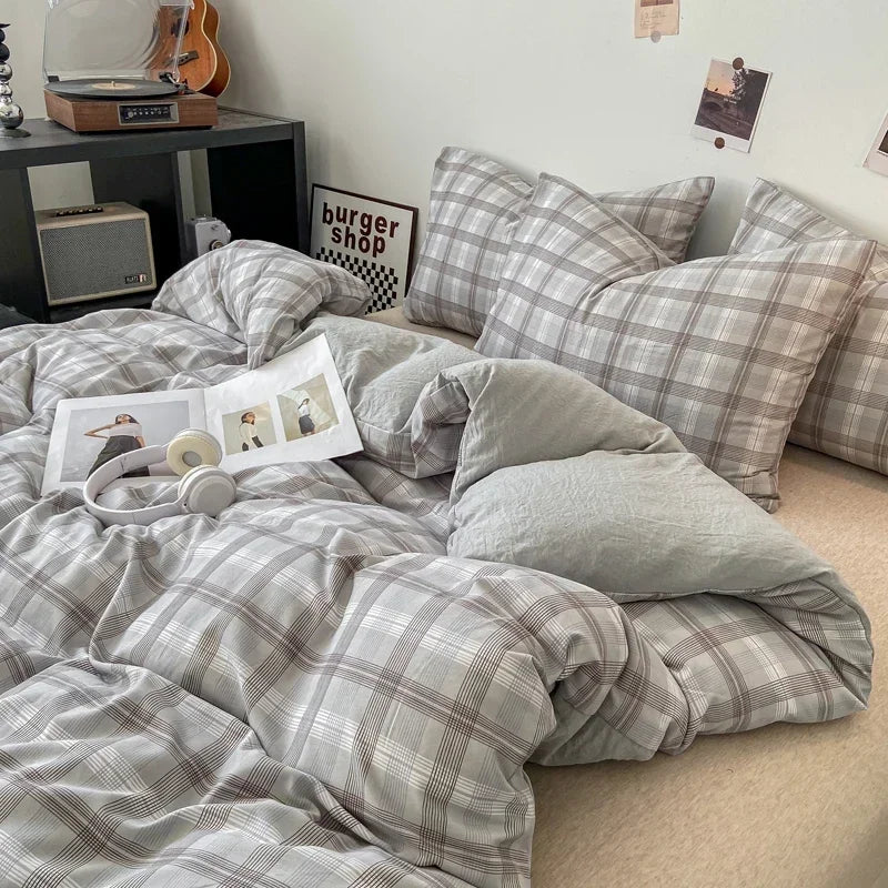 Check Cotton Duvet Set