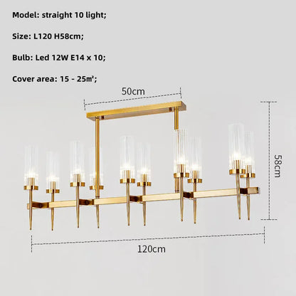 DecorBites™ Gold Metal Glass LED Pendant Lights Chain Hanging Lamp