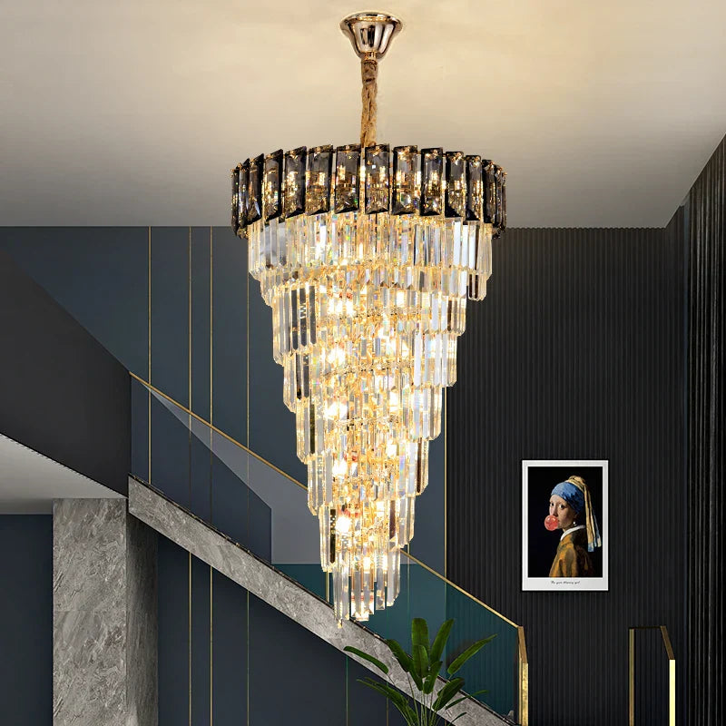 DecorBites™ Amber Crystal Chandelier for Luxurious Living Spaces