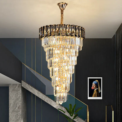 DecorBites™ Amber Crystal Chandelier for Luxurious Living Spaces