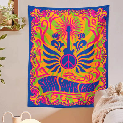 Decobites Psychedelic Peace Symbol Tapestry Wall Hanging Home Decor