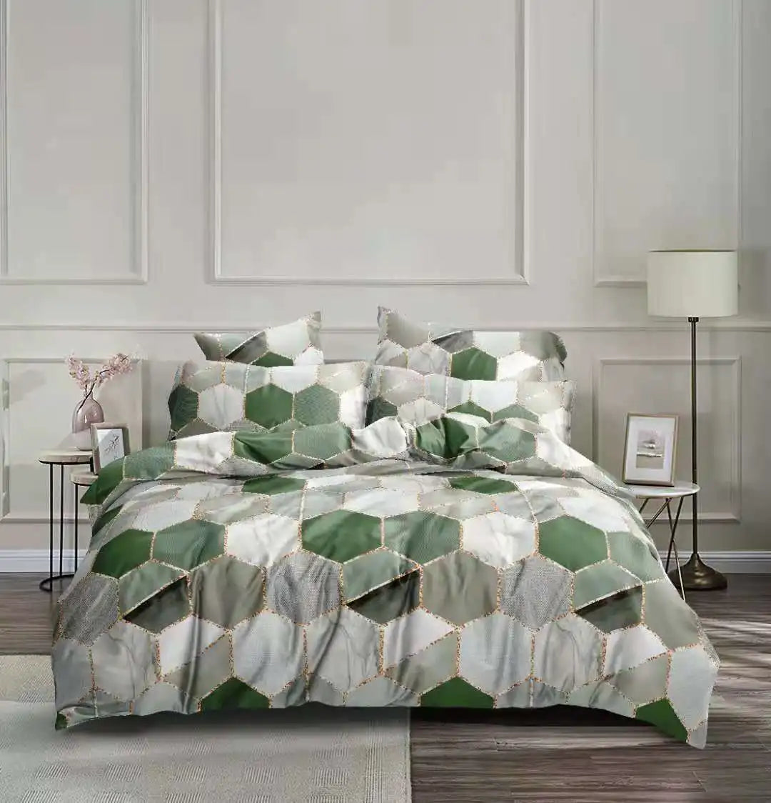 Decobites Honeycomb Marble Patterned Bedding Set, Luxurious Duvet Cover with Pillowcase