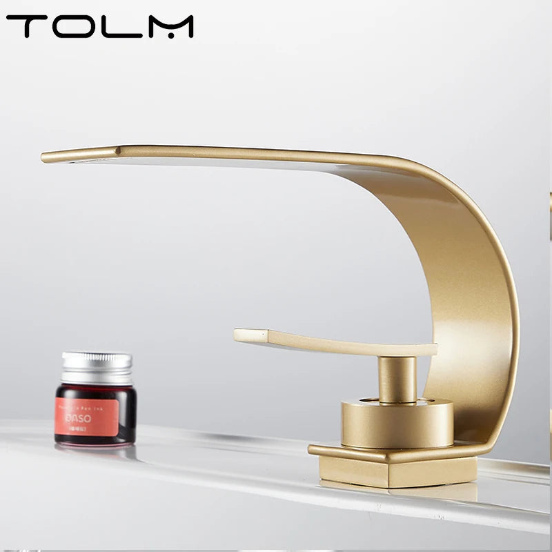 TOLM Basin Faucet Modern Bathroom Faucet Mixer Tap Black/White Wash basin Faucet Single Handle Hot and Cold Waterfall Faucet