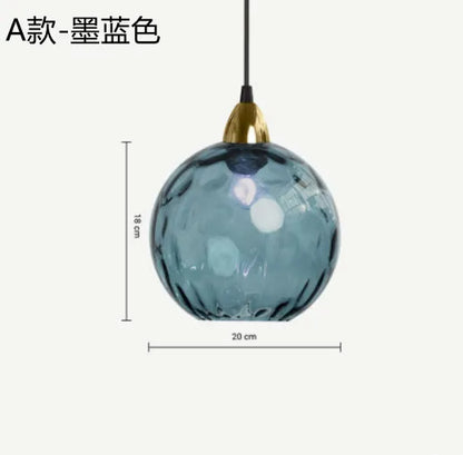 Nordic Water Grain Colored Glass Globe Pendant Light