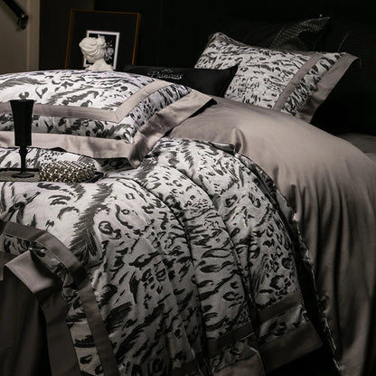 Decobites 1000TC Egyptian Cotton Zebra Print Bedding Set with Duvet Cover, Sheet, Pillowcases